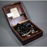 A Henry Hughes & Son 'Husun' lacquered brass sextant with silvered scale and two scopes, boxed