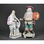 A Georgian Derby porcelain figure of John Milton, 29 cm, to/w another Derby figure, James Quin