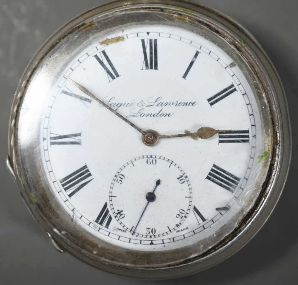 Laqui & Lawrence, London, a .925 cased key wind pocket watch with chain 4.30 ozt all-in - Image 2 of 5