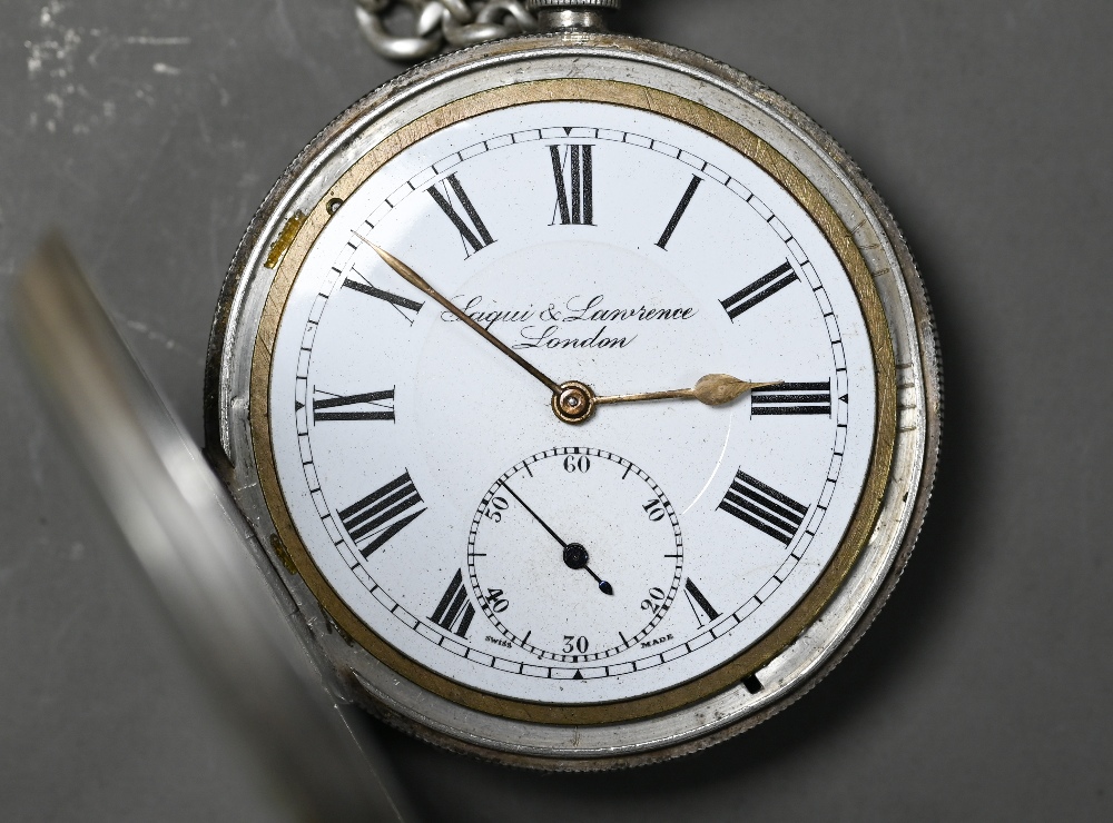 Laqui & Lawrence, London, a .925 cased key wind pocket watch with chain 4.30 ozt all-in - Image 3 of 5