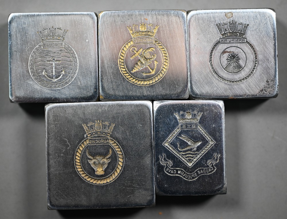 Naval interest - Five engraved steel seal-stamps with intaglio ship's badges - HM Submarine Aurocks, - Image 4 of 6