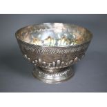 A Victorian silver rose bowl with writhen reeded design, on stemmed foot, Mappin & Webb (John Newton