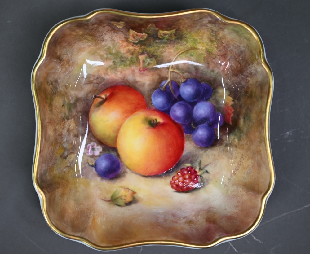 A Royal Worcester dish, painted with fruit by Richard Sebright, date mark for 1941, 12 cm square, - Image 2 of 7