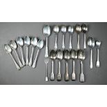 Quantity of silver teaspoons and coffee spoons - various makers and dates, 10.5oz, to/w a cocktail