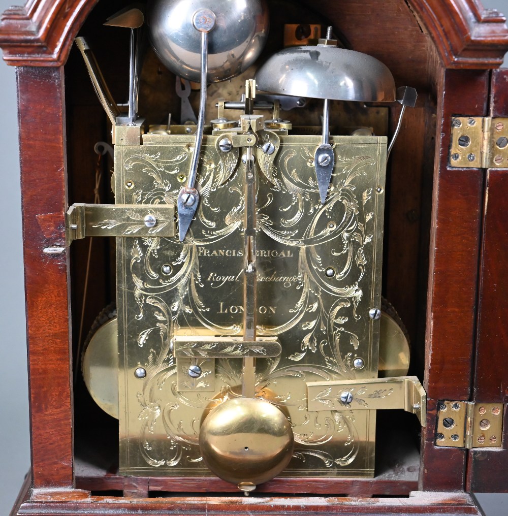 Francis Perigal, Royal exchange, London, a good George III brass mounted figured mahogany bracket - Image 6 of 6