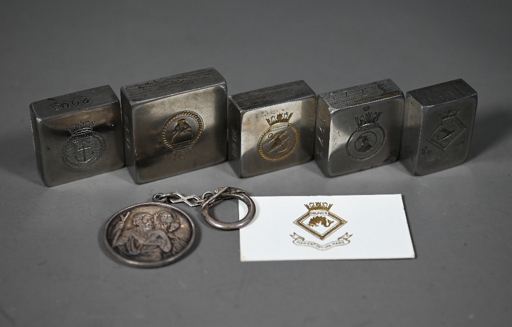 Naval interest - Five engraved steel seal-stamps with intaglio ship's badges - HM Submarine Aurocks,