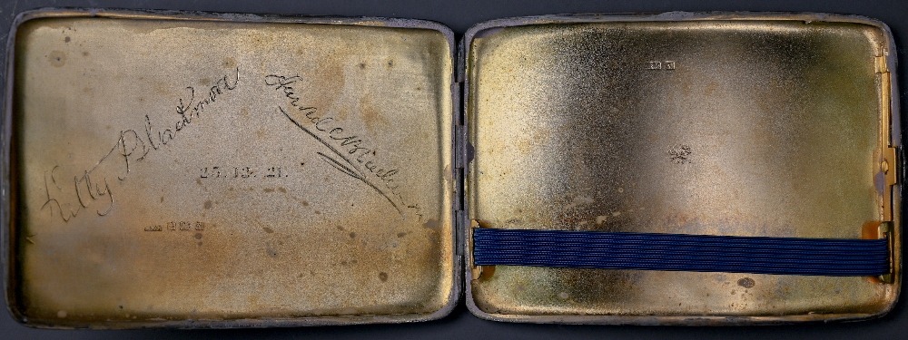 A silver hip-pocket cigarette case, WH Haseler Ltd, Birmingham 1920, to/w a lady's art deco - Image 5 of 5