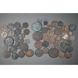 A collection of 17th and 18th century bronze and copper coinage, including 1606 Denier Tournois (