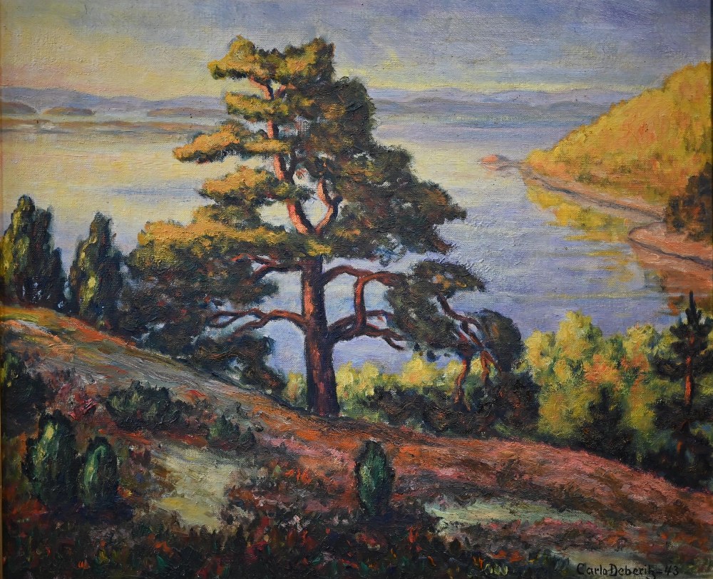 Carlo Deberitiz - A Norwegian landscape, oil on canvas, signed lower right and dated '43, 41 x 50 cm - Image 6 of 9