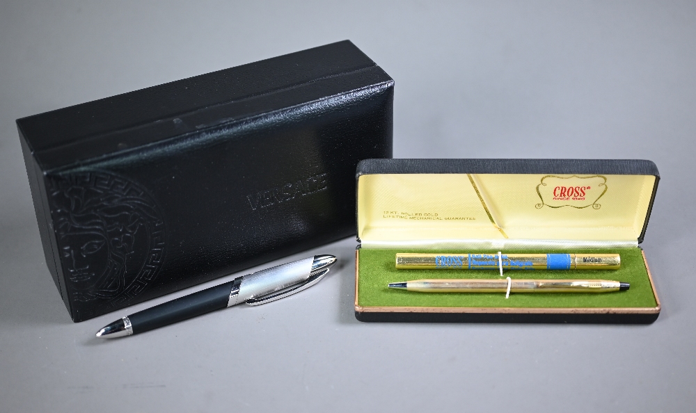 A boxed Cross ballpoint pen with two refills to/w a Versace ballpoint pen (2)