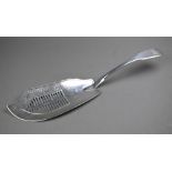 A George III silver fiddle pattern fish slice with pierced blade, Sarah and John William Blake,