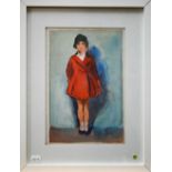 Harry Watson (1871-1936), 'Young Girl in a Red Coat', watercolour, 29 x 19 cm