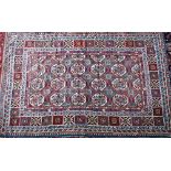 A North Indian Kashmiri Turkoman design chain-stitched rug or wall hanging, embroidered in