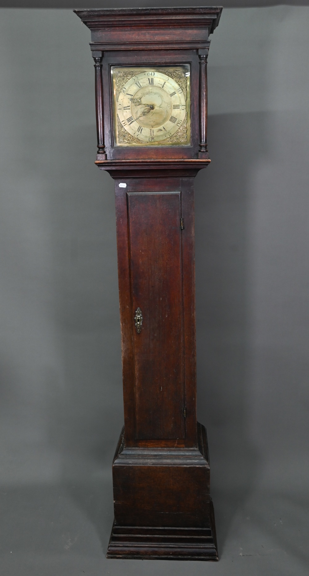 Benjamin James, Shaston, an 18th century oak longcase clock, the 30 hour movement with engraved