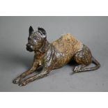 An Austrian cold painted bronze pen wipe, modelled as a recumbent Great Dane, with hogs hair bristle