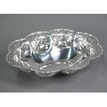 A pierced silver fruit dish with lobed scrolling rim, S. Blanckensee & Sons Ltd, Chester 1941, 12.