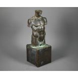 Vladimir Trulov, a Russian bronze sculpture, male torso, on block base, 29 cm h