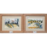 Philip Blythe - Two American postcard views, watercolour, 12.5 x 18 cm (2)