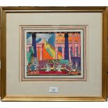 After Ethelbert White (1891-1972) - La Boutique Fantasque, line print with gouache, signed, 24 x