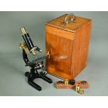 A Charles Perry, London microscope, cased, 1932 (little used)