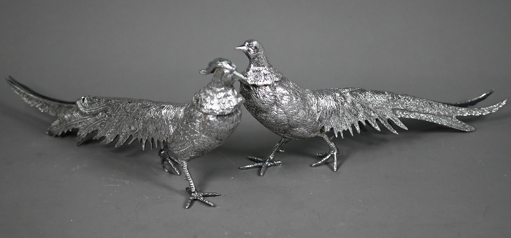 Two silver-plated pheasant table-ornaments, 30 cm long - Image 3 of 5