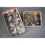 A quantity of 18th century and later silver and copper coinage, world coins a/f
