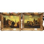 Dutch School - Pair of Amsterdam views, oil on panel, 19 x 24 cm (2)