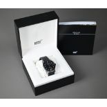 A Mont Blanc gents automatic wristwatch, stainless steel 41 mm dia. case with black bezel and