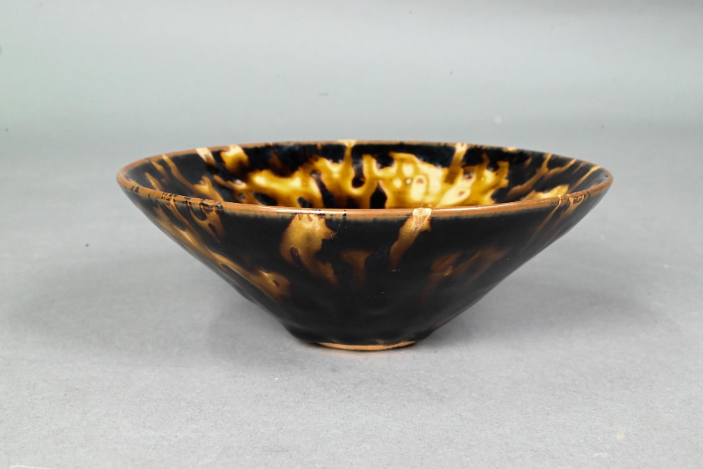 A 20th century Chinese Southern Song style Jizhou stoneware conical bowl, covered overall in a - Image 2 of 8