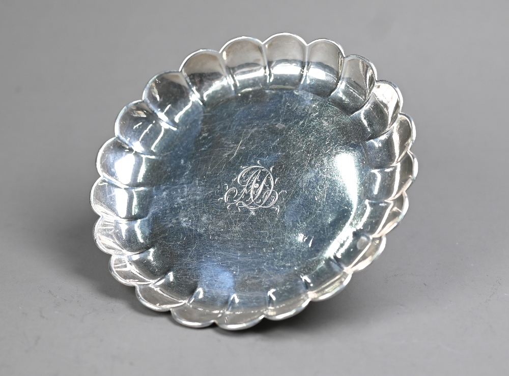 Mid 18th Century Irish silver counter dish with scalloped rim, Andrew Goodwin, Dublin (no date)