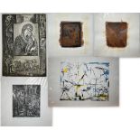 A mixed folio of 20th century Russian school abstract screenprints and etchings, some signed, ltd