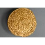 A Henry VIII first coinage, angel, portculis crowned with chains, mm, 2.8mm, 5g