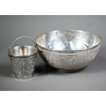 Persian Pahlavi Dynasty (1925-78) silver bowl, finely chased with floral and foliate decoration,