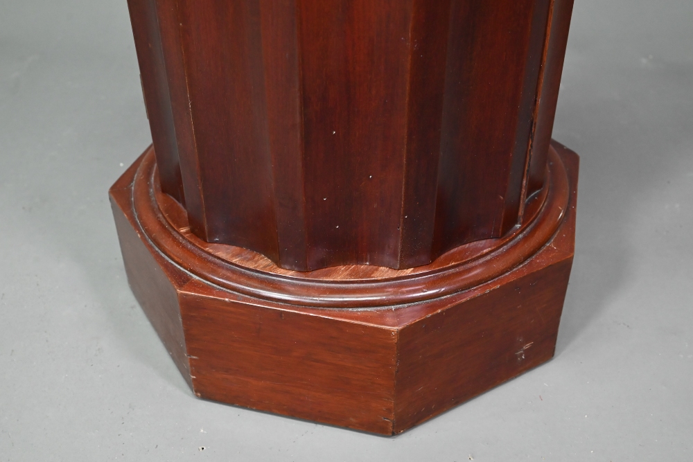 A Victorian marble top mahogany cylinder pot cupboard, the fluted sides and door raised on a - Image 5 of 5