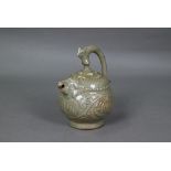 A Chinese Yaozhou celadon cadogan teapot or wine pot in the Northern Song dynasty style, with