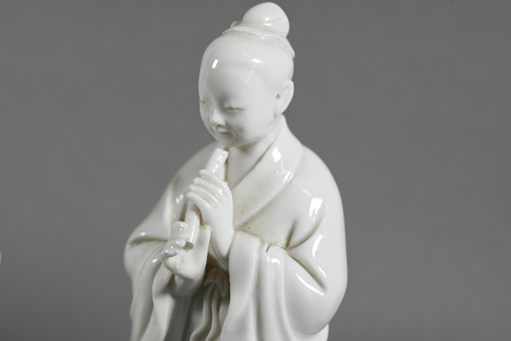 Four late 19th or early 20th century Chinese blanc-de-chine dehua porcelain figures of Daoist - Image 4 of 7