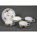 Three 18th century Dutch porcelain small tea cups, The Hague factory - one finely-painted with