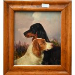 English school - Study of two of spaniels, oil on board, indistinctly signed,