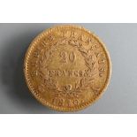 An 1810 French 20 franc coin