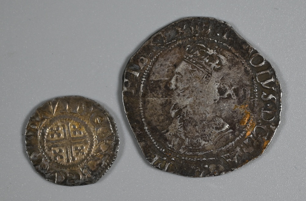 Hammered coins  'Short-cross' penny, possibly Henry II, VF to/w a Charles I shilling Fair (2)