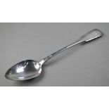Early Victorian silver fiddle pattern stuffing spoon, Robert Williams, Exeter 1839, 5.2oz, 33cm (