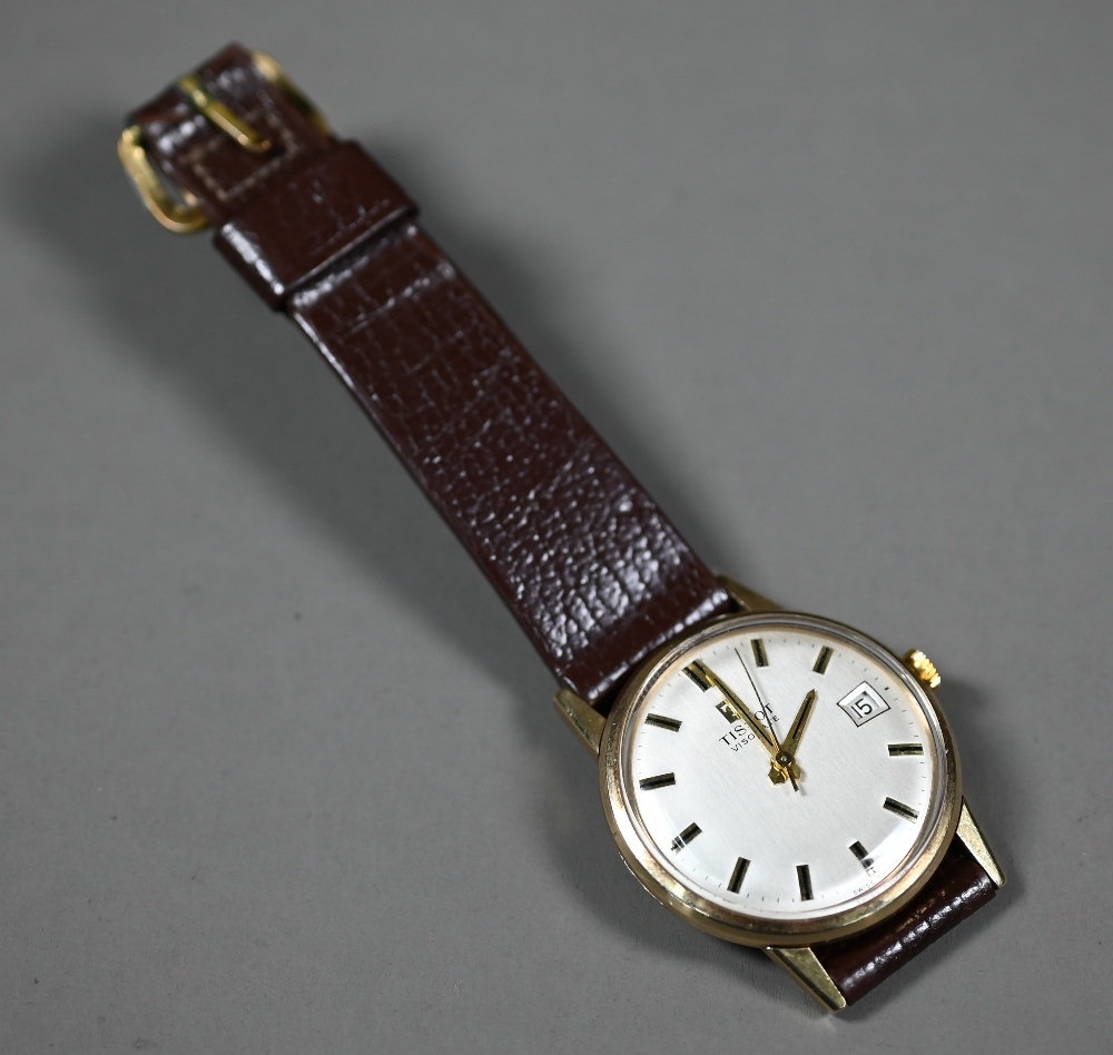 A vintage 9ct gold gents Tissot Visodate wristwatch, the calibre 172-1 movement no. 10777209 with 17