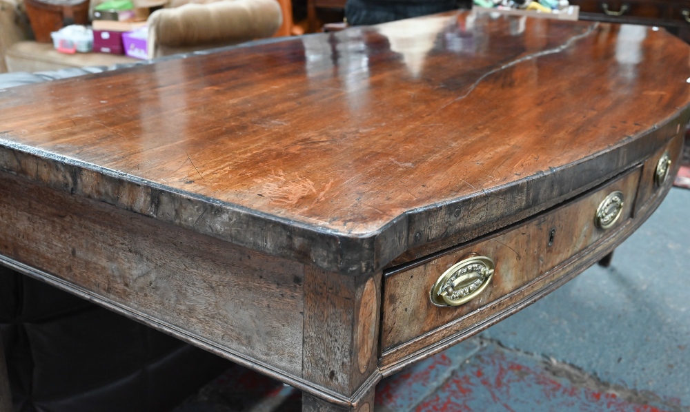 A Victorian mahogany bow-fronted sideboard with three drawers, raised on square tapering legs to - Image 4 of 8