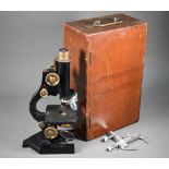A J Swift & Son (London) BSG Standard microscope no 17206, boxed with platform measure