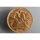 A George V gold half sovereign, dated 1911