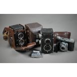 Two Rolleicord twin lens reflex cameras with Compur lenses, by Franke & Heidecke, Braunschweig