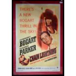 A vintage large film poster 'Chain Lightning' with Humphrey Bogart and Eleanor Parker, Warner