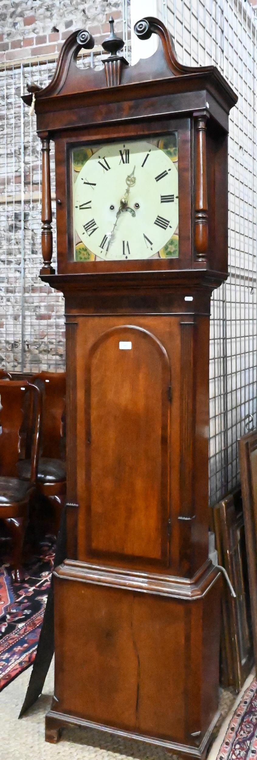 A Victorian oak and mahogany eight-day longcase clock, the oversize enamelled dial (35 cm x 35 cm)