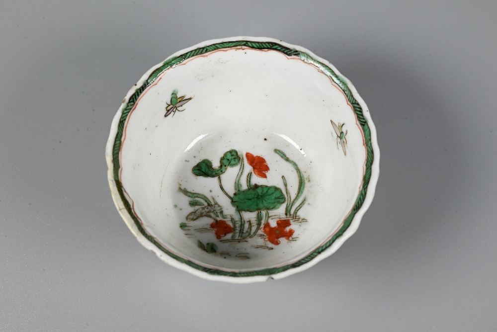 An 18th century Chinese famille verte and cafe-au-lait tea bowl painted in polychrome enamels with - Image 3 of 13