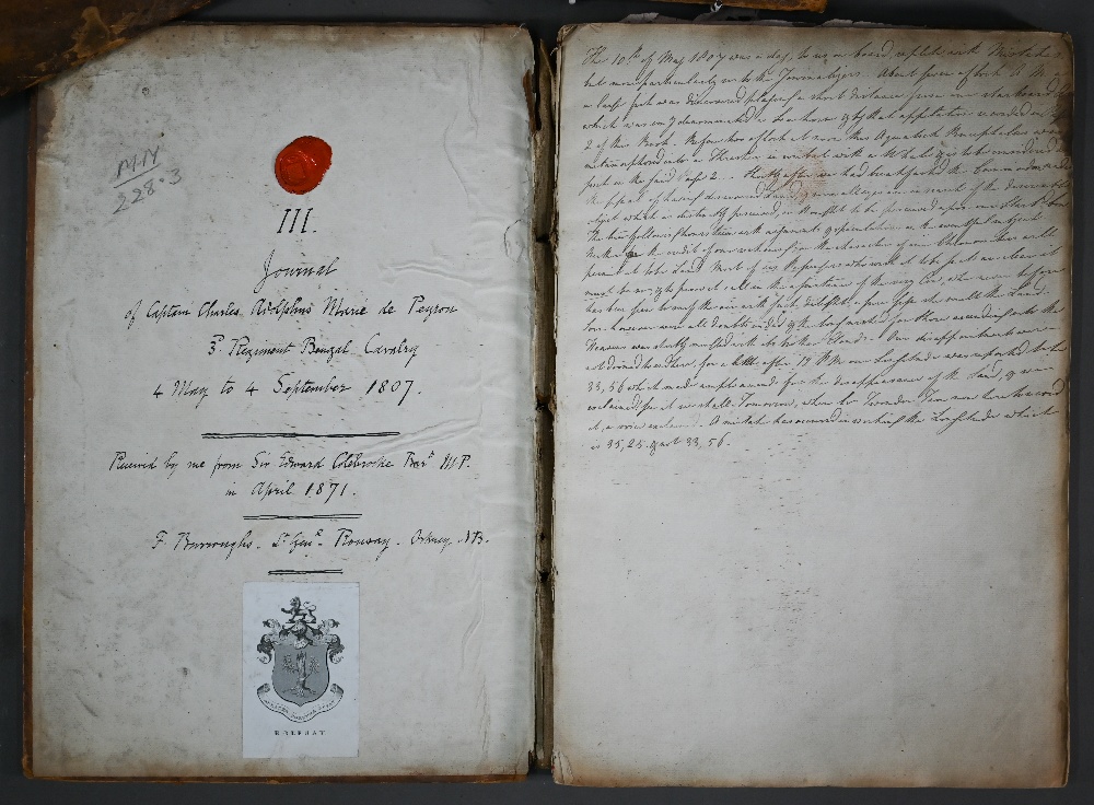 Military history: three early 19th century manuscript volumes, The Journals of Charles Adolphus - Image 2 of 8